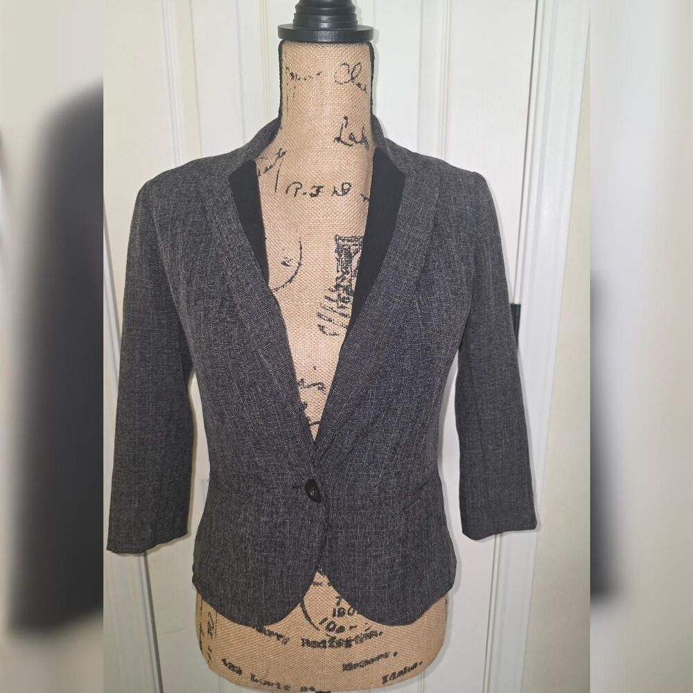 I.N. San Francisco Charcoal Gray Single-Button Blazer